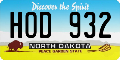 ND license plate HOD932
