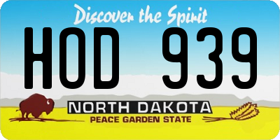 ND license plate HOD939