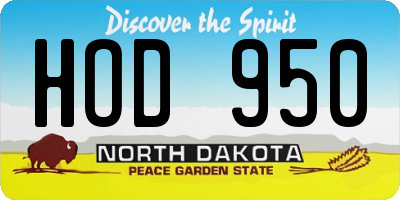 ND license plate HOD950
