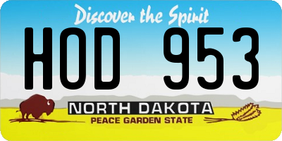 ND license plate HOD953