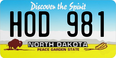 ND license plate HOD981