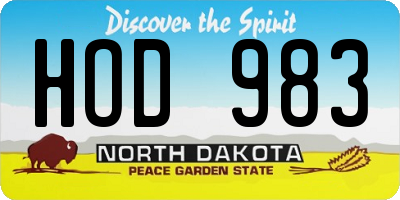 ND license plate HOD983
