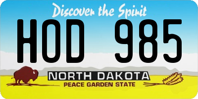 ND license plate HOD985