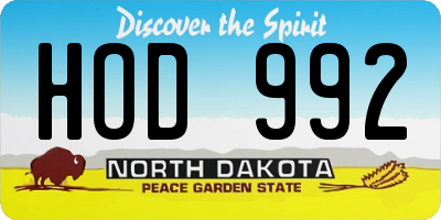 ND license plate HOD992
