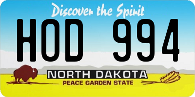 ND license plate HOD994