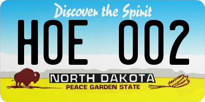 ND license plate HOE002