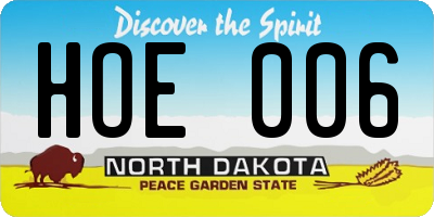 ND license plate HOE006