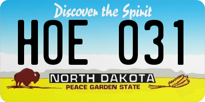 ND license plate HOE031