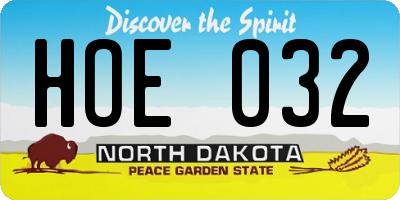 ND license plate HOE032