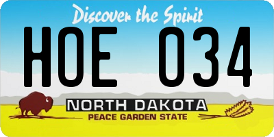 ND license plate HOE034
