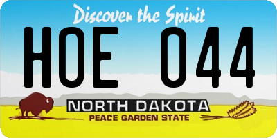 ND license plate HOE044