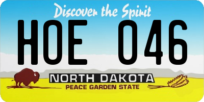 ND license plate HOE046