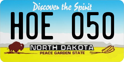 ND license plate HOE050