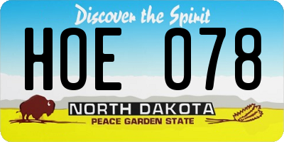 ND license plate HOE078