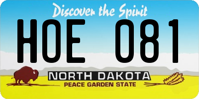ND license plate HOE081