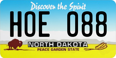 ND license plate HOE088