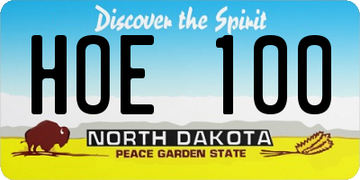 ND license plate HOE100