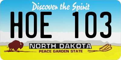 ND license plate HOE103