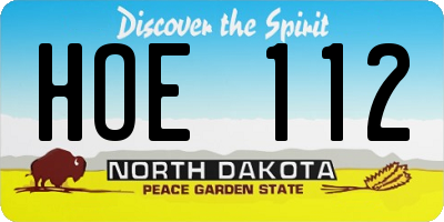 ND license plate HOE112