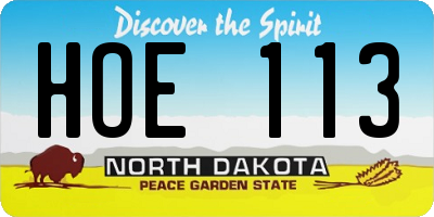 ND license plate HOE113