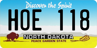 ND license plate HOE118
