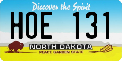 ND license plate HOE131