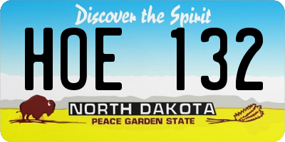 ND license plate HOE132