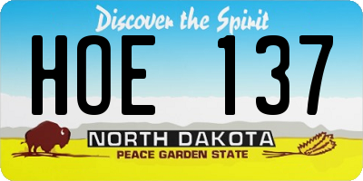 ND license plate HOE137