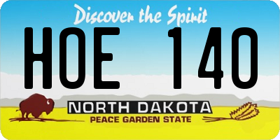 ND license plate HOE140