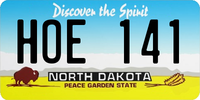 ND license plate HOE141