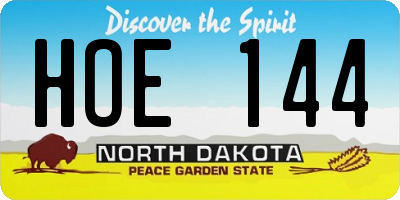 ND license plate HOE144