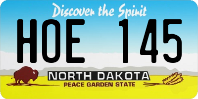 ND license plate HOE145