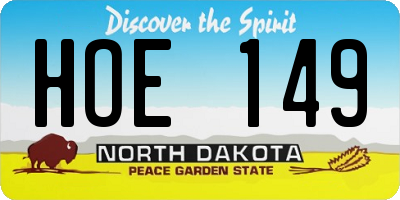 ND license plate HOE149