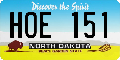 ND license plate HOE151