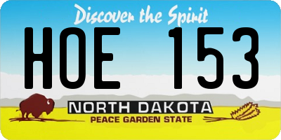 ND license plate HOE153
