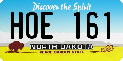 ND license plate HOE161