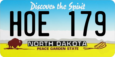 ND license plate HOE179