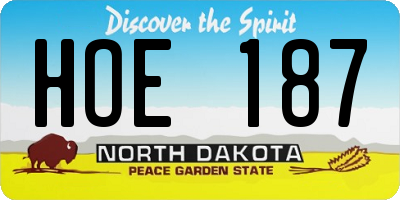 ND license plate HOE187