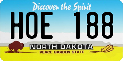 ND license plate HOE188