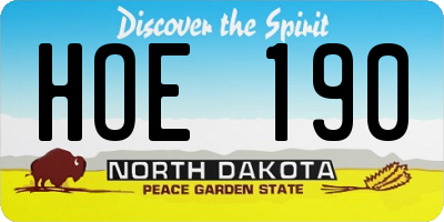ND license plate HOE190
