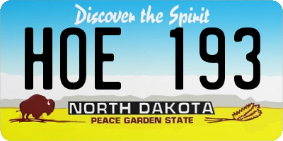 ND license plate HOE193