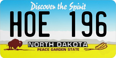 ND license plate HOE196