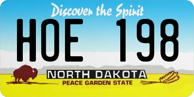 ND license plate HOE198