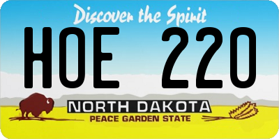 ND license plate HOE220