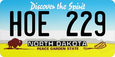ND license plate HOE229