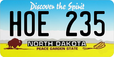 ND license plate HOE235