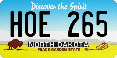 ND license plate HOE265
