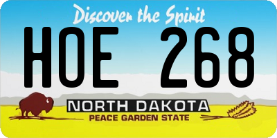ND license plate HOE268