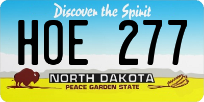 ND license plate HOE277