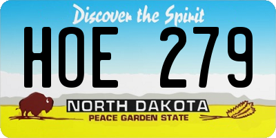 ND license plate HOE279